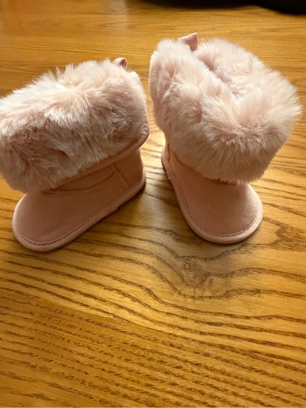 Plush Faux-Fur Baby Booties - Soft Pink